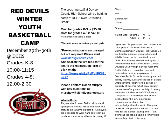 Red Devils Youth Basketball Camp