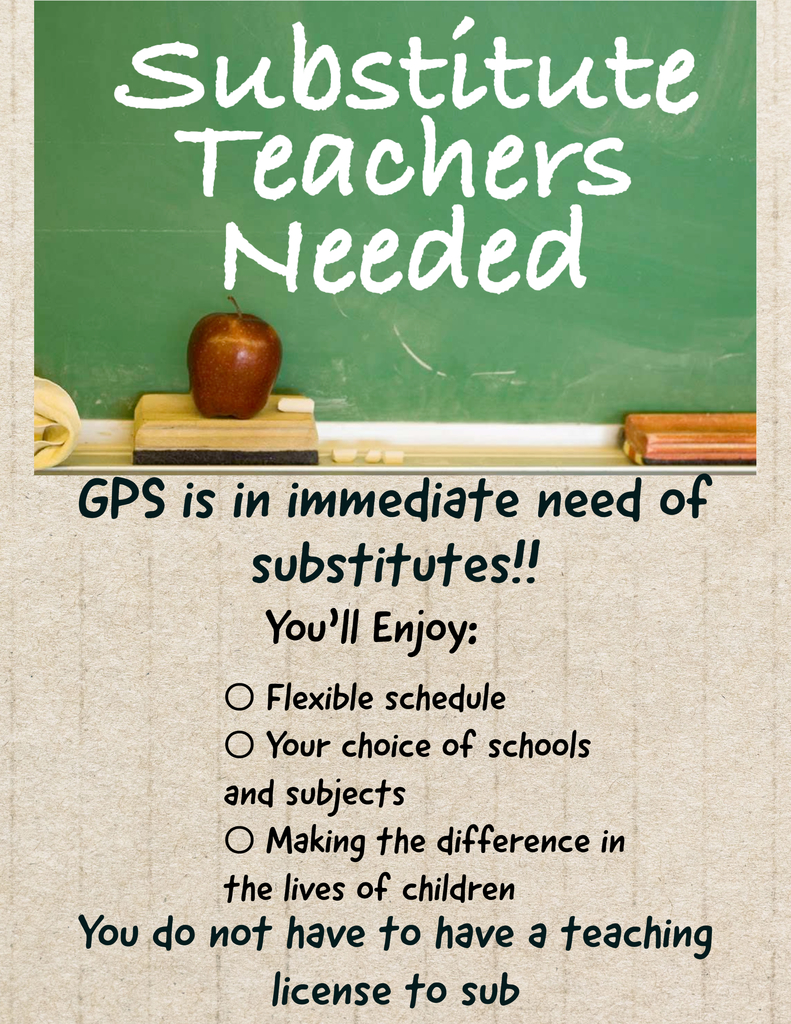 Substitute Teachers wanted