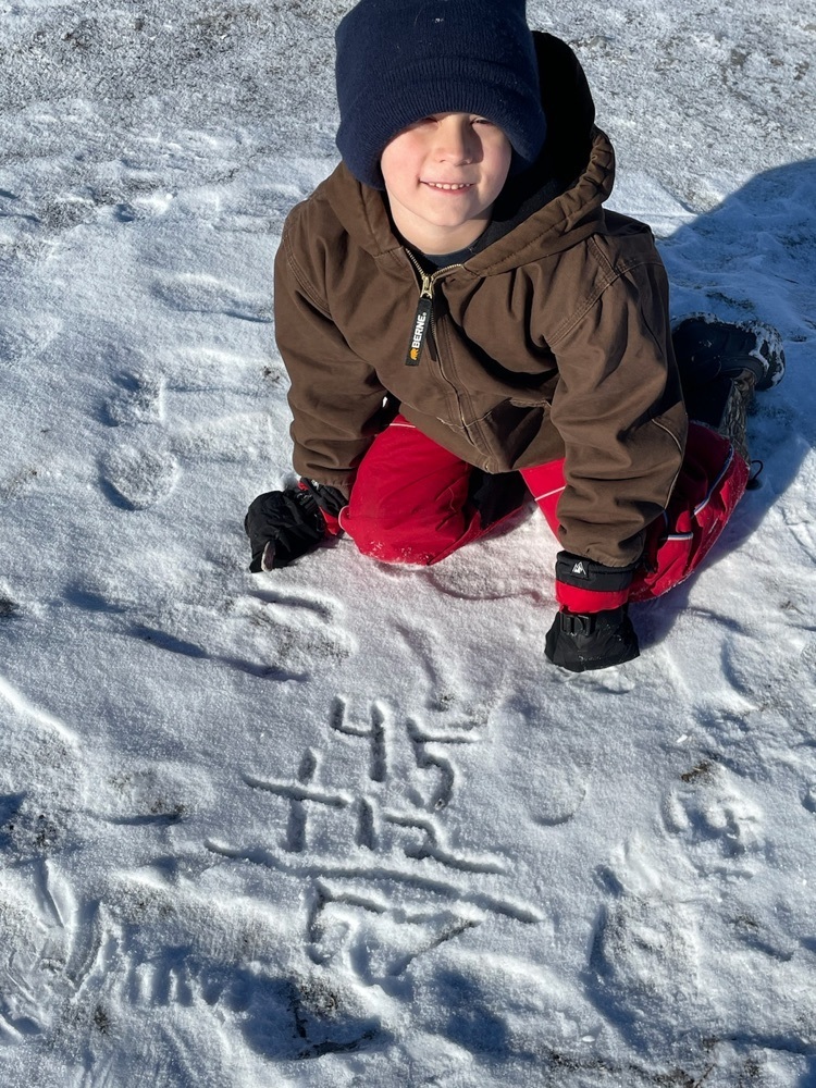 doing math at recess in the snow